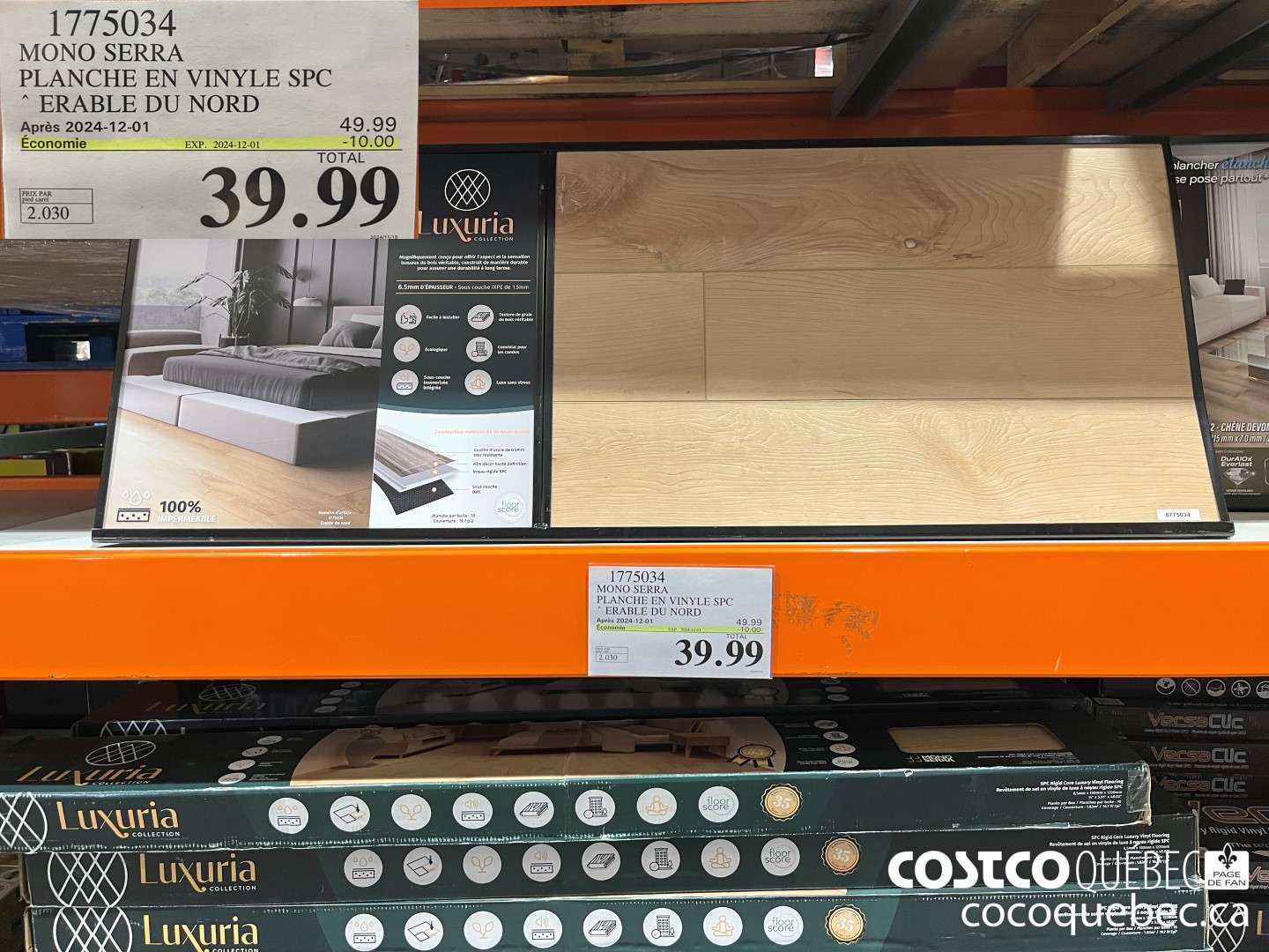 1775034 MONO SERRA PLANCHE EN VINYLE SPC * ERABLE DU NORD  ($10.00 INSTANT SAVINGS EXPIRES ON 2024-12-01) $39.99