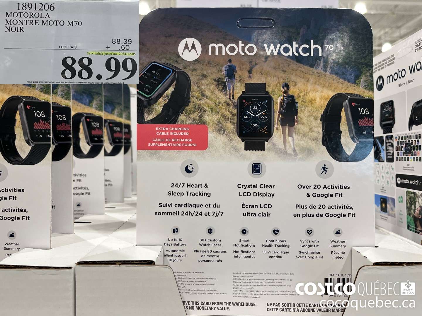 1891206 MOTOROLA MONTRE MOTO M70 NOIR  $88.99