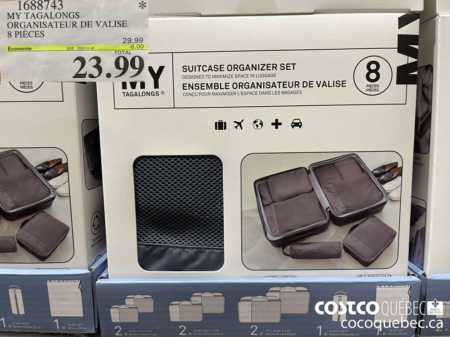 1688743 MY TAGALONGS ORGANISATEUR DE VALISE 8 PIECES 2024-11-10 ($6.00 INSTANT SAVINGS) $23.99