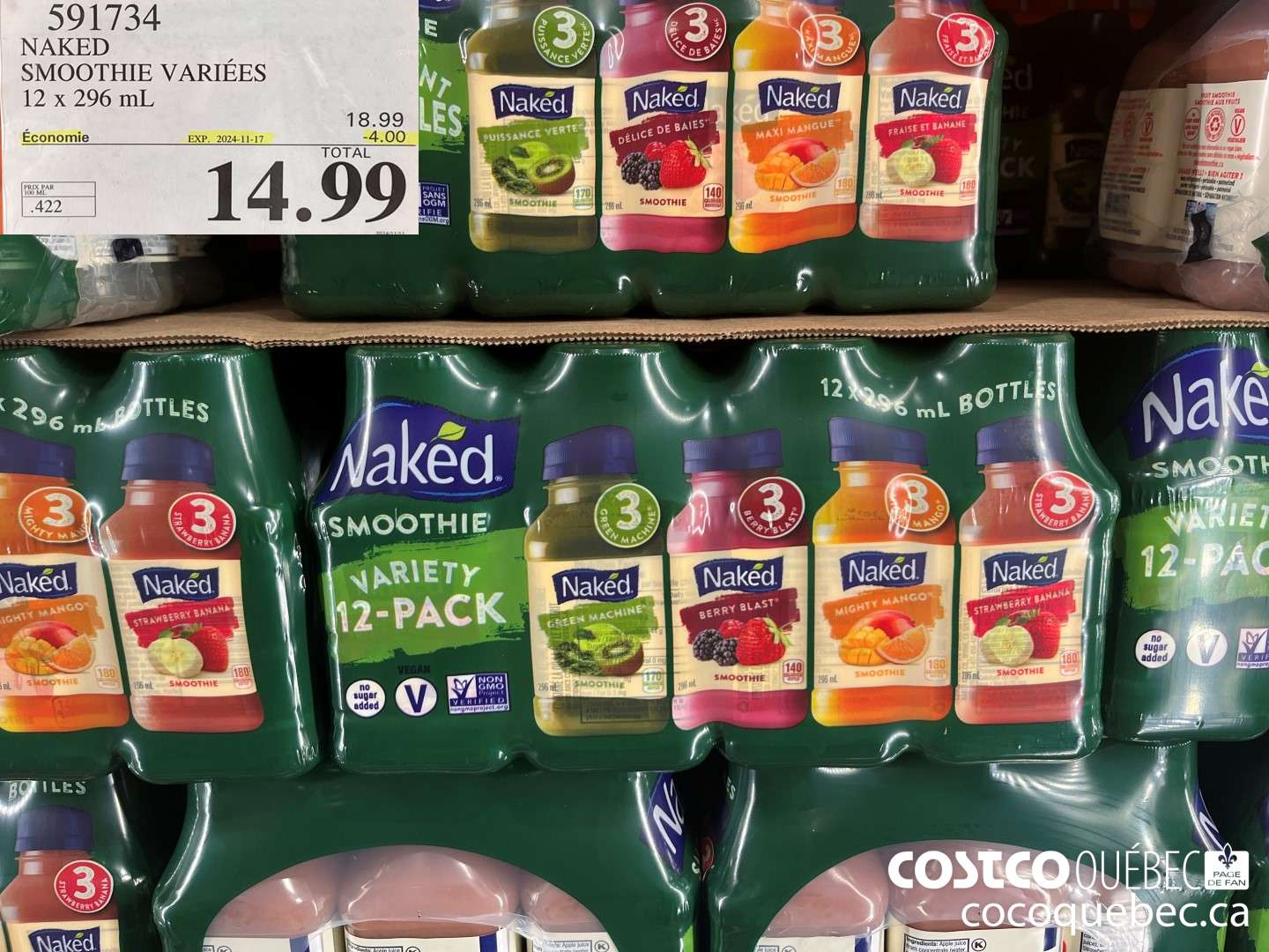 591734 NAKED SMOOTHIE VARIEES 12 x 290 mL ($4.00 INSTANT SAVINGS EXPIRES ON 2024-11-17) $14.99