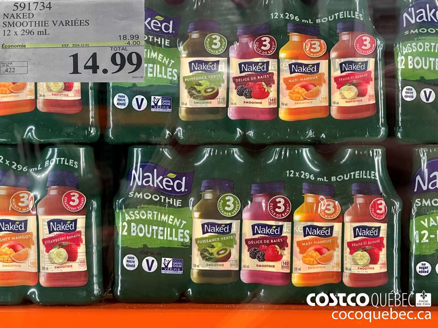 591734 NAKED SMOOTHIE VARIEES 12 x 290 mL ($4.00 INSTANT SAVINGS EXPIRES ON 2024-12-01) $14.99