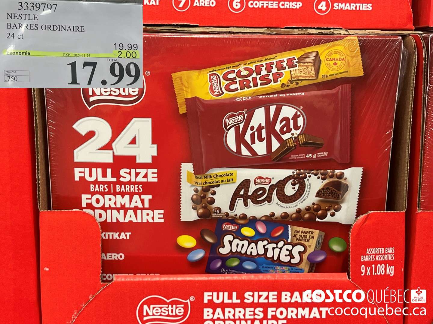 3339797 NESTLE BARRES VARIEES PAQUET DE 24  ($2.00 INSTANT SAVINGS EXPIRES ON 2024-11-24) $17.99