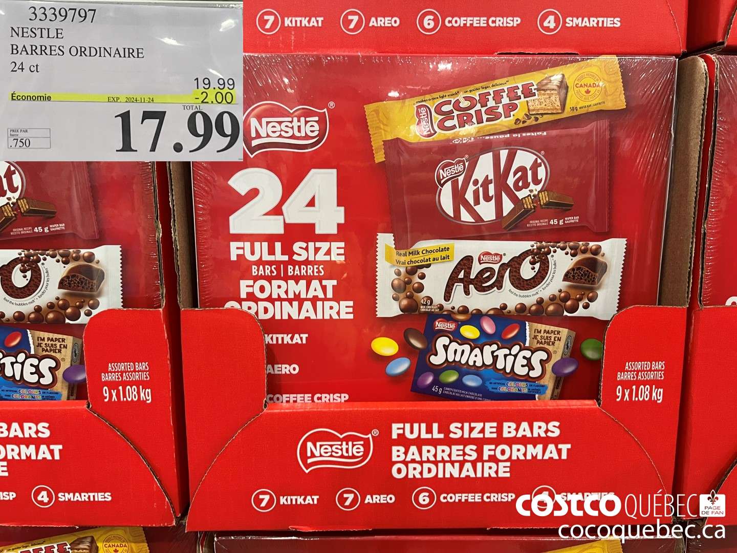 3339797 NESTLE BARRES VARIEES PAQUET DE 24  ($2.00 INSTANT SAVINGS EXPIRES ON 2024-11-24) $17.99