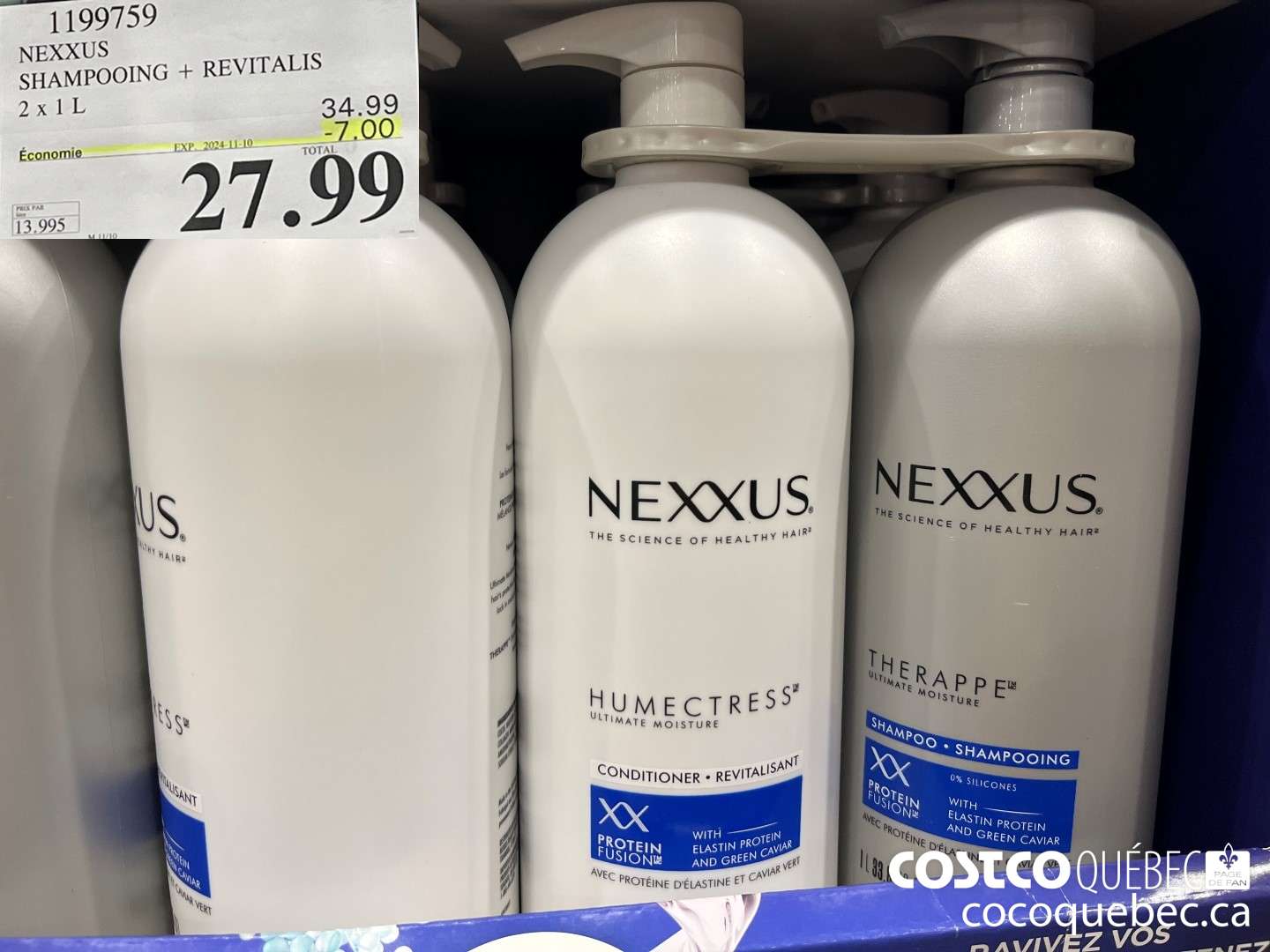 1199759 NEXXUS SHAMPOING + REVITALIS 2 x1L  ($7.00 INSTANT SAVINGS EXPIRES ON 2024-11-10) $27.99