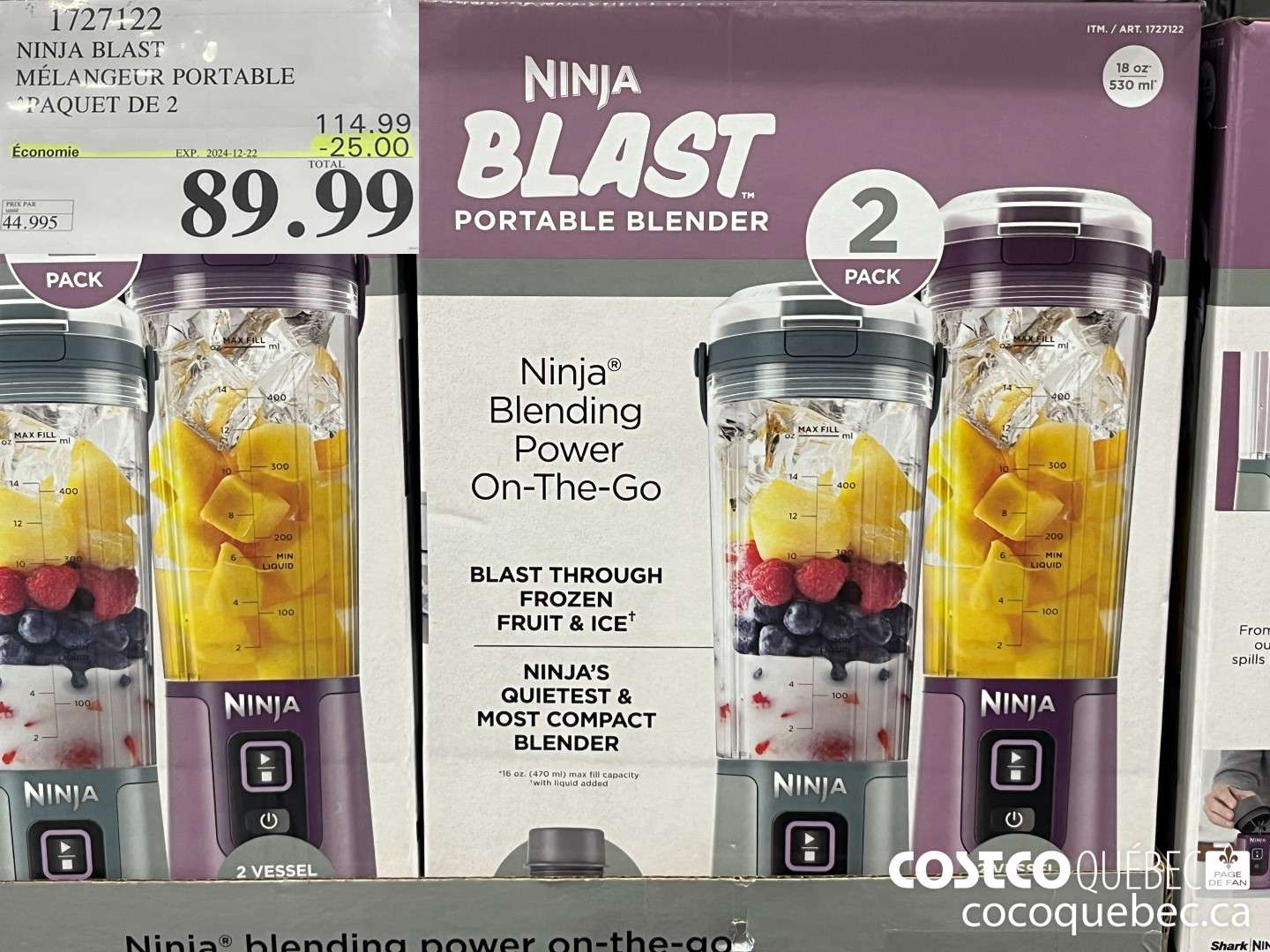 1727122 NINJA BLAST MELANGEUR PORTABLE PAQUET DE 2  25.00 0FF (EXPIRES ON 2024-12-22) $89.99