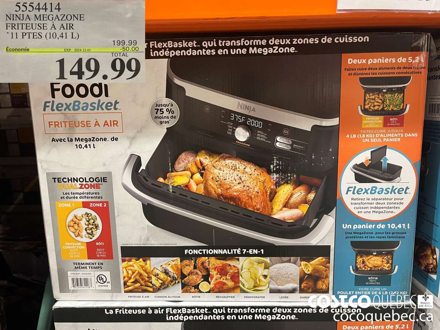 5554414 NINJA MEGAZONE FRITEUSE A AIR ($50.00 INSTANT SAVINGS EXPIRES ON 2024-12-01) $199.99