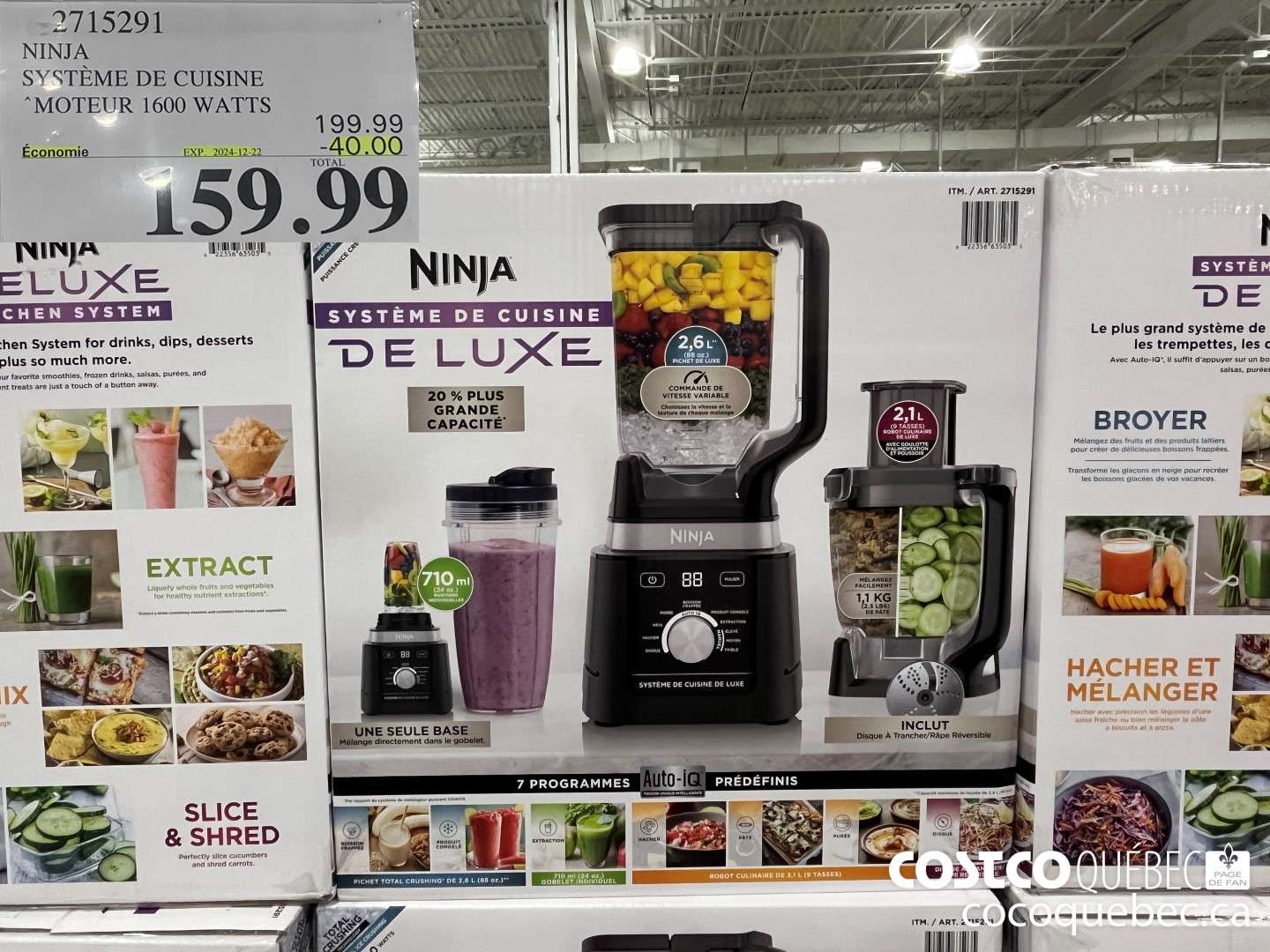 2715291 NINJA SYSTEME DE CUISINE “MOTEUR 1600 WATTS  ($40.00 INSTANT SAVINGS EXPIRES ON 2024-12-22) $159.99