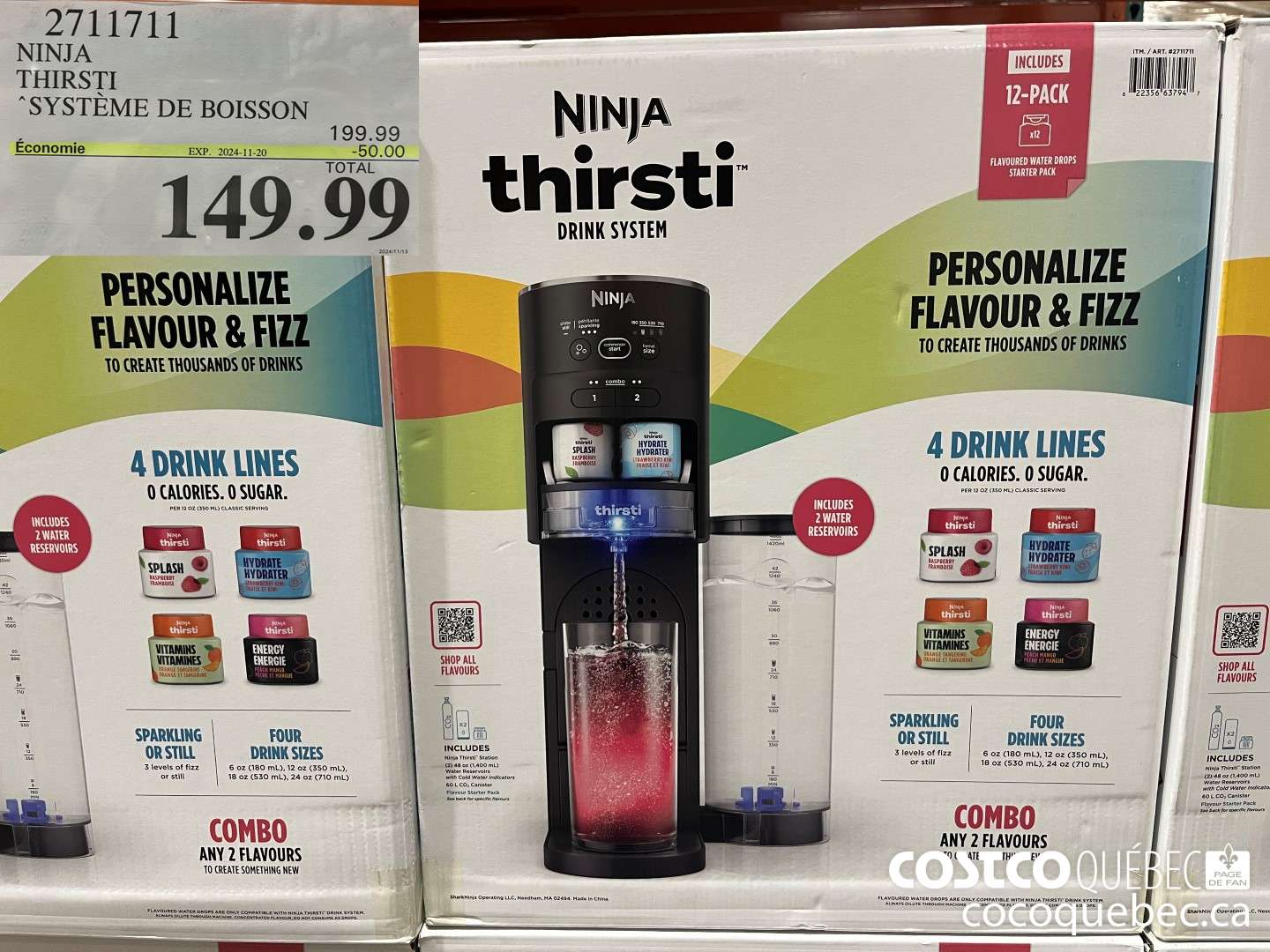 2711711 NINJA THIRSTI “SYSTEME DE BOISSON 149. 99  ($50.00 INSTANT SAVINGS EXPIRES ON 2024-11-20) $149.99