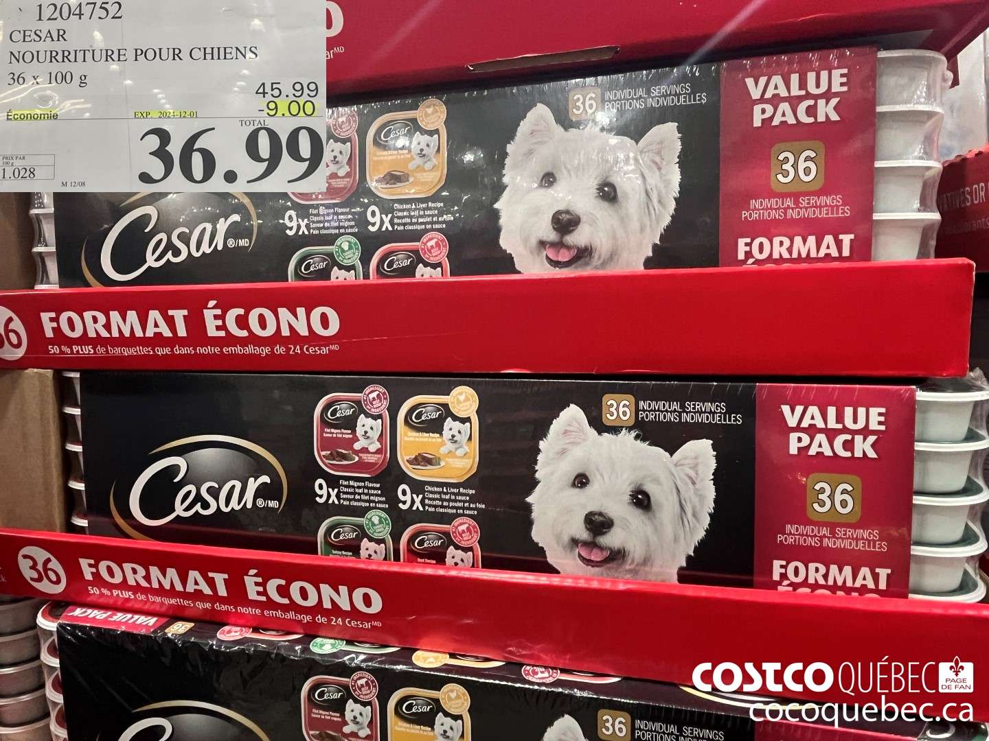 1204752 NOURRITURE POUR CHIENS 36 x 100 G ($9.00 INSTANT SAVINGS EXPIRES ON 2024-12-01) $36.99