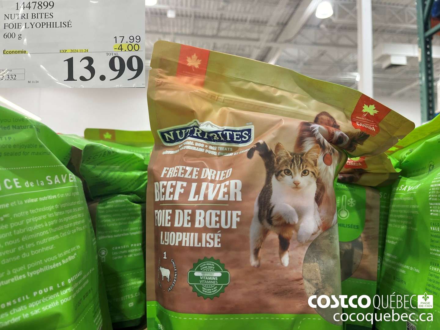 1447899 NUTRI BITES FOIE LYOPHILISE 600 G  ($4.00 INSTANT SAVINGS EXPIRES ON 2024-11-24) $13.99