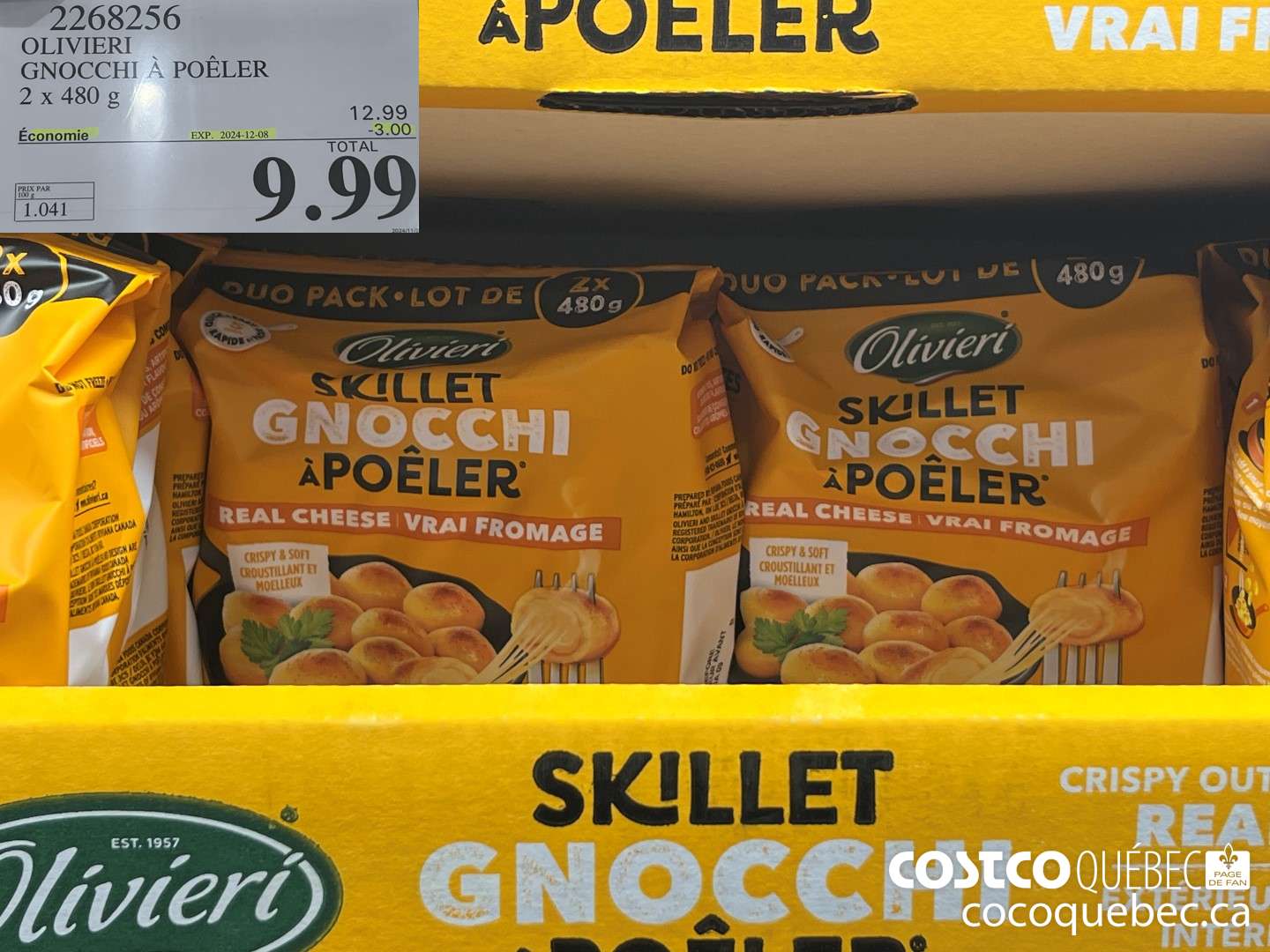 2268256 OLIVIERI GNOCCHI A POELER 2 x 480 g  ($3.00 INSTANT SAVINGS EXPIRES ON 2024-12-08) $9.99