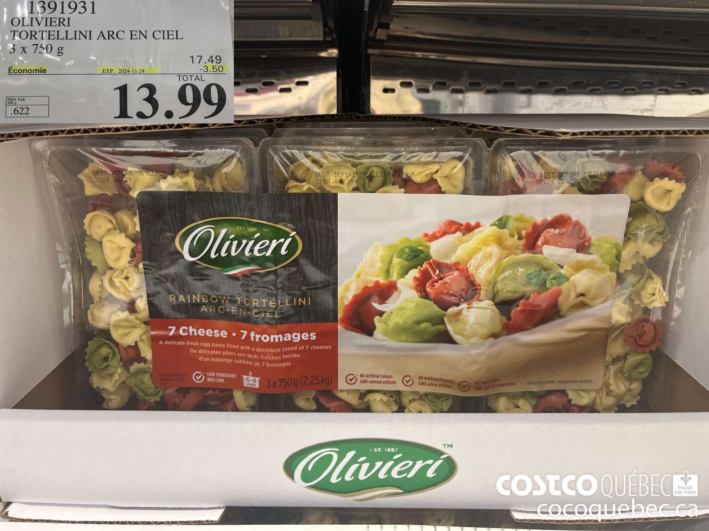 1391931 OLIVIERI TORTELLINI ARC EN CIEL ($3.50 INSTANT SAVINGS EXPIRES ON 2024-11-24) $13.99