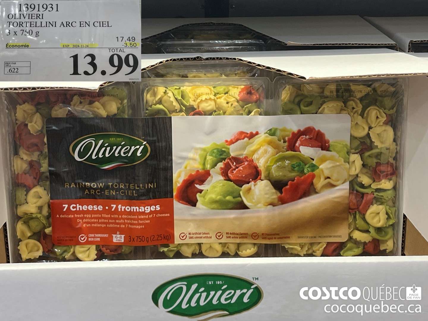 1391931 OLIVIERI TORTELLINI ARC EN CIEL ($3.50 INSTANT SAVINGS EXPIRES ON 2024-11-24) $13.99