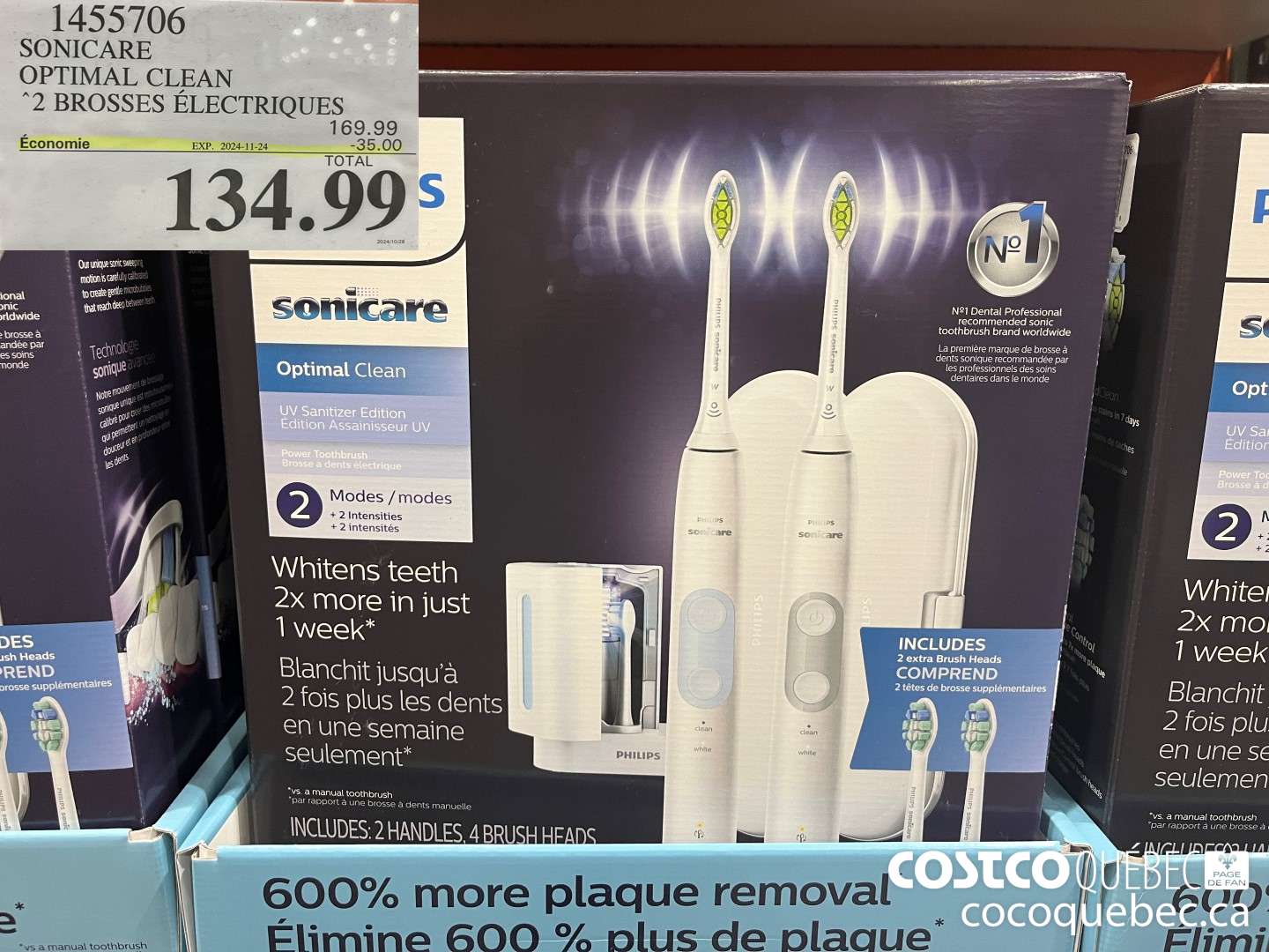 1455706 OPTIMAL CLEAN 2 BROSSES ELECTRIQUES ($35.00 INSTANT SAVINGS EXPIRES ON 2024-11-24) $134.99