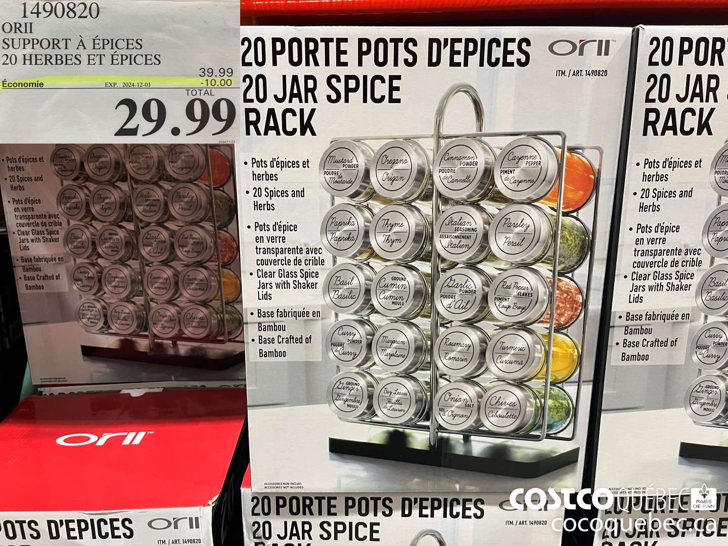 1490820 ORII SUPPORT A EPICES 20 HERBES ET EPICES  $29.99