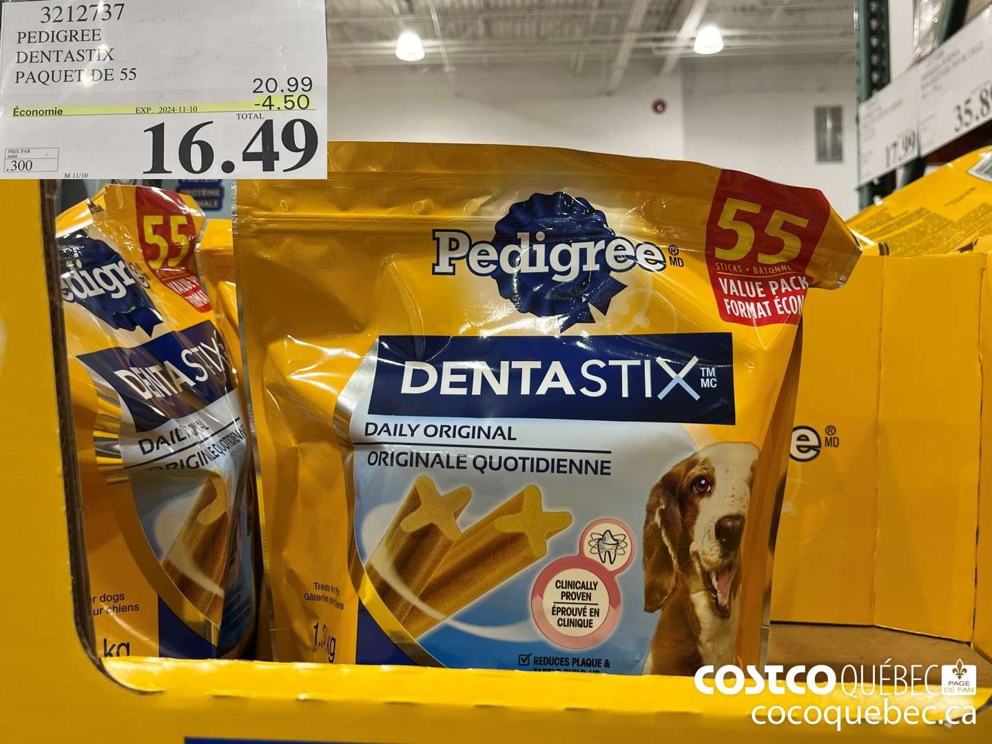 3212737 PEDIGREE DENTASTIX PAQUET DE 55 ($4.50 INSTANT SAVINGS EXPIRES ON 2024-11-10) $16.49