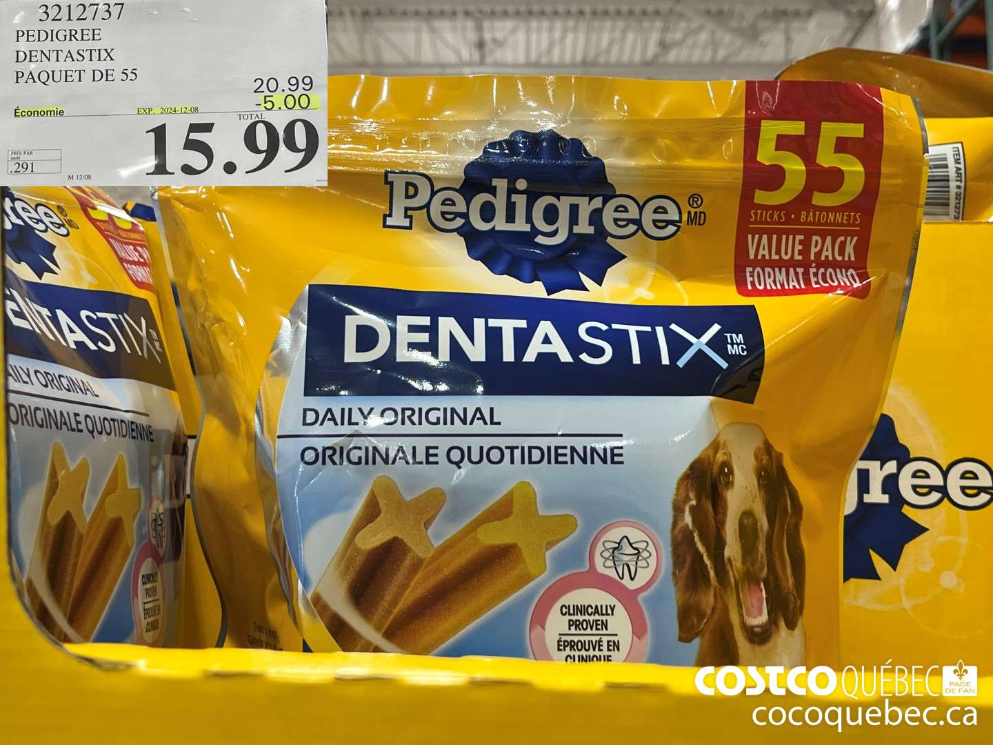 3212737 PEDIGREE DENTASTIX PAQUET DE 55 ($5.00 INSTANT SAVINGS EXPIRES ON 2024-12-08) $15.99