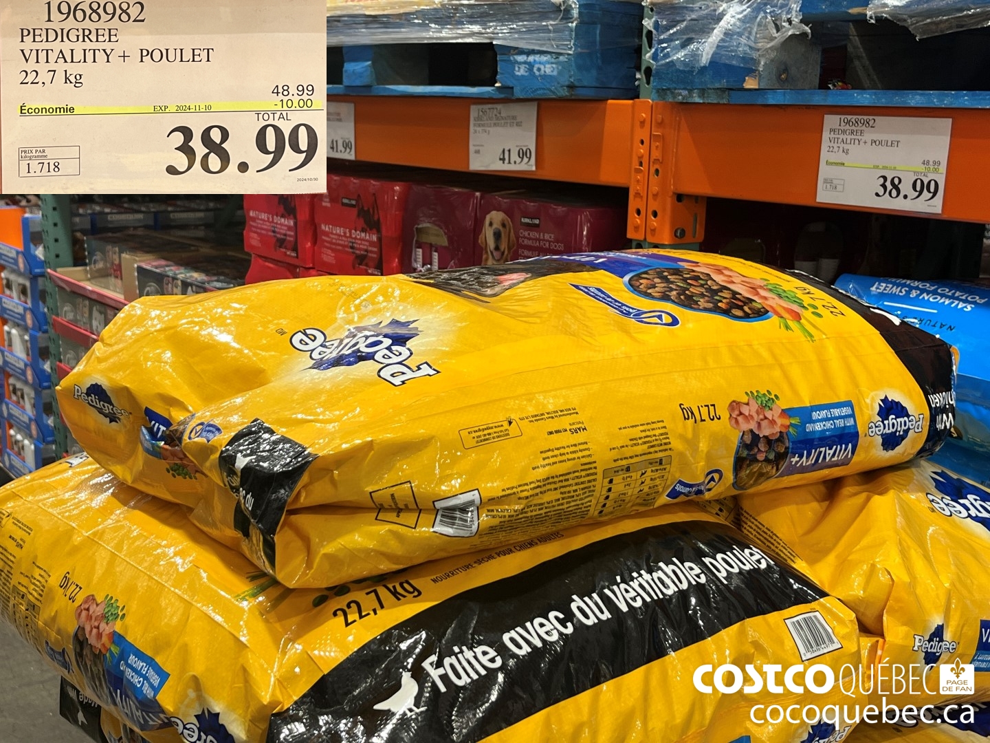 1968982 PEDIGREE VITALITY + POULET POUR CHIENS 22,7 kg  ($10.00 INSTANT SAVINGS EXPIRES ON 2024-11-10) $38.99