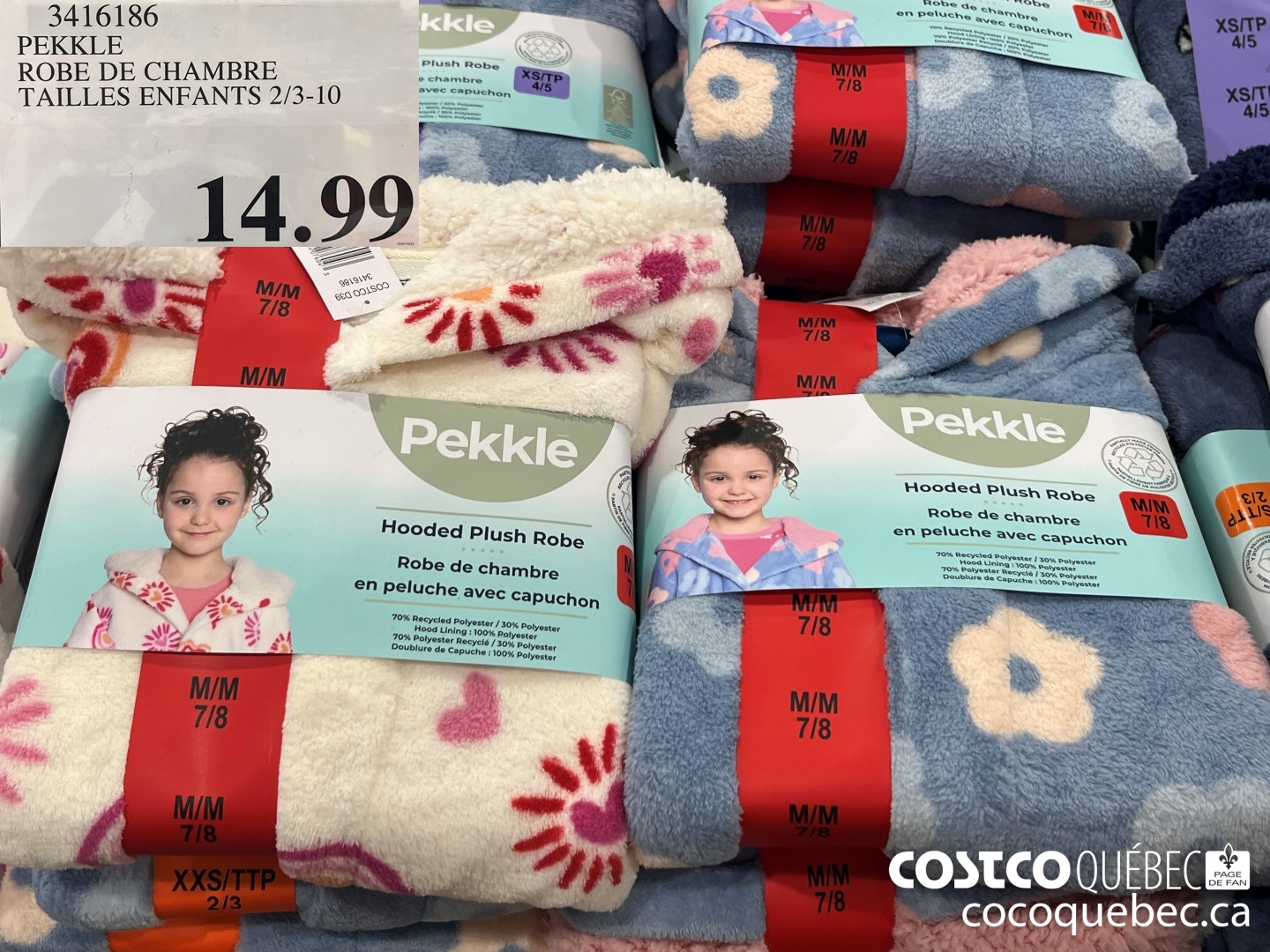 34161386 PEKKLE ROBE DE CHAMBRE TAILLES ENFANTS 2/3-10  $14.99