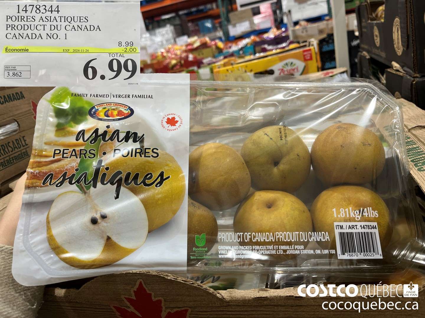 1478344 POIRES ASIATIQUES PRODUCT DU CANADA CANADA NO. 1  ($2.00 INSTANT SAVINGS EXPIRES ON 2024-11-24) $6.99