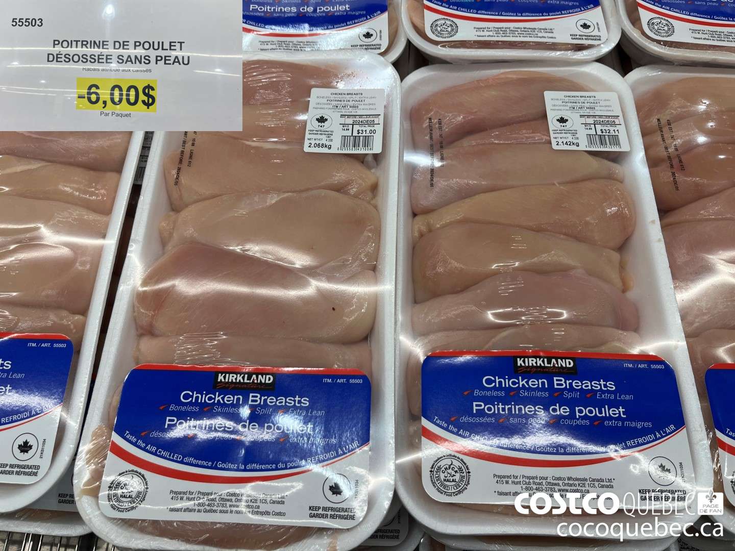 55503 POITRINE DE POULET DESOSSEE SANS PEAU  ($6.00 INSTANT SAVINGS)