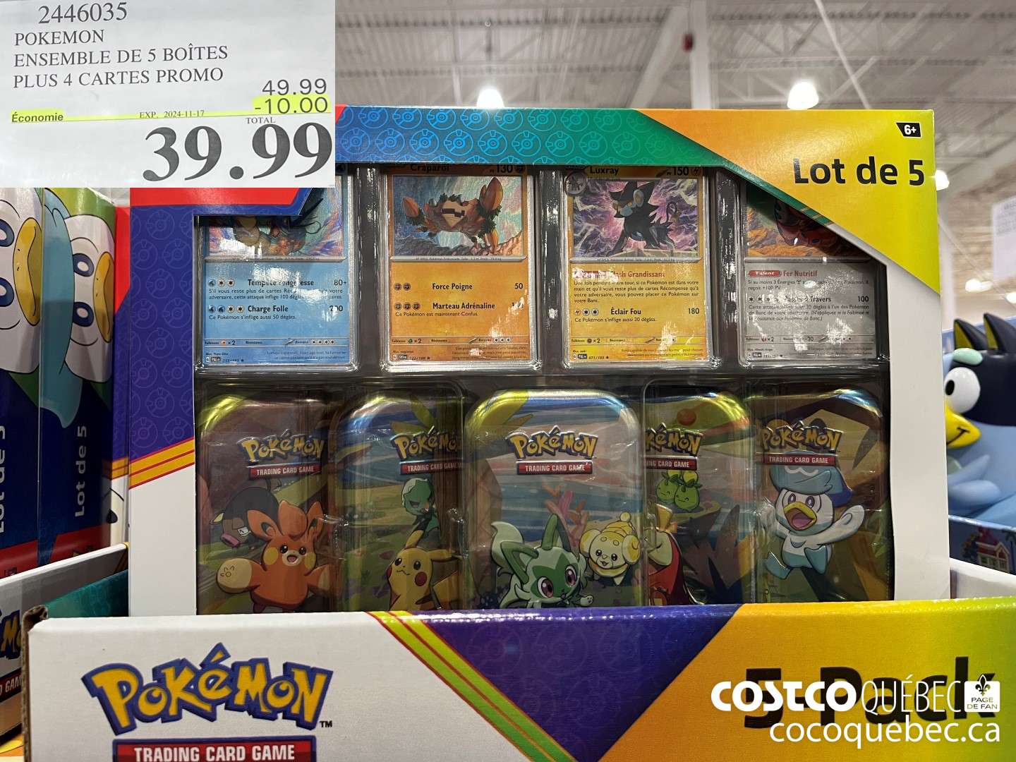 2446035 POKEMON ENSEMBLE DE 5 BOITES  ($10.00 INSTANT SAVINGS EXPIRES ON 2024-11-17) $39.99