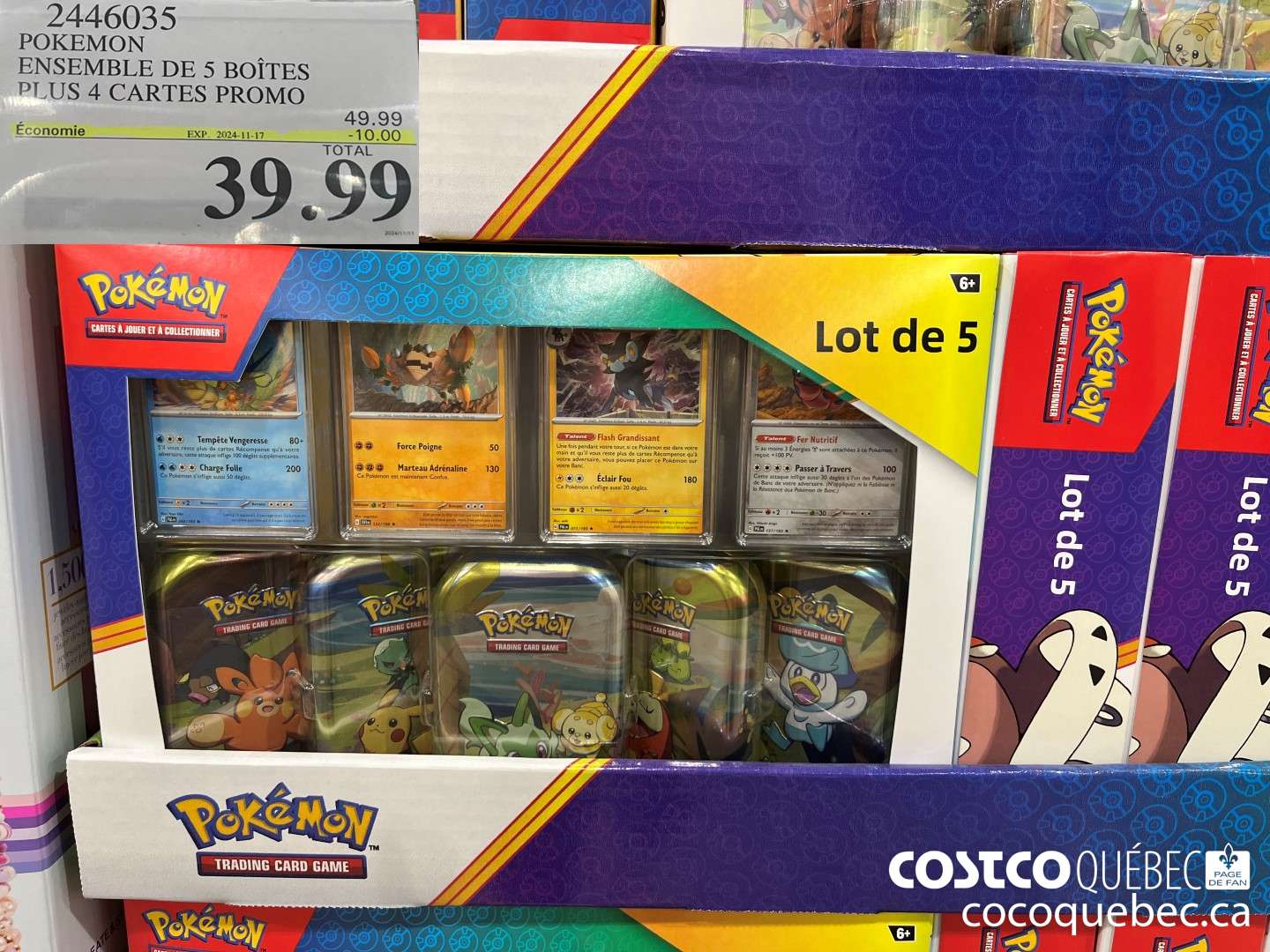 2446035 POKEMON ENSEMBLE DE 5 BOITES  ($10.00 INSTANT SAVINGS EXPIRES ON 2024-11-17) $39.99