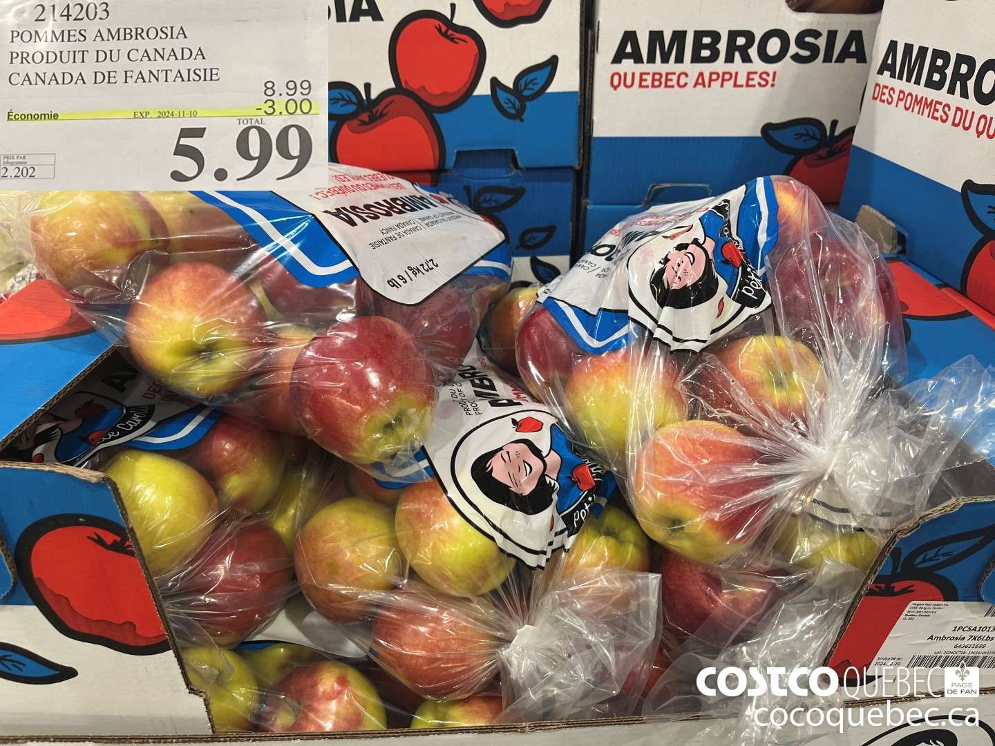 214203 POMMES AMBROSIA PRODUIT DU CANADA CANADA DE FANTAISIE ($3.00 INSTANT SAVINGS EXPIRES ON 2024-11-10) $5.99