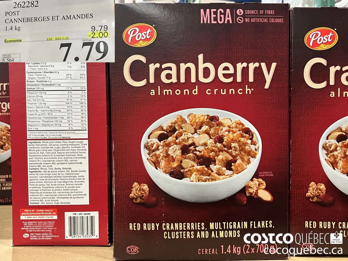 262282 POST CANNEBERGES ET AMANDES 1.4 kg  ($2.00 INSTANT SAVINGS EXPIRES ON 2024-11-24) $7.79