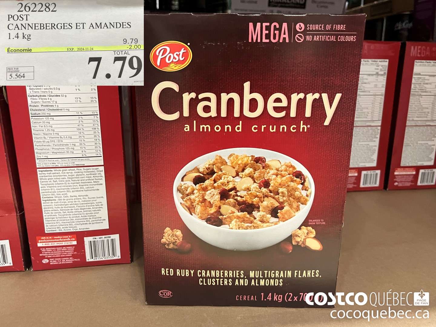 262282 POST CANNEBERGES ET AMANDES 1.4 kg  ($2.00 INSTANT SAVINGS EXPIRES ON 2024-11-24) $7.79