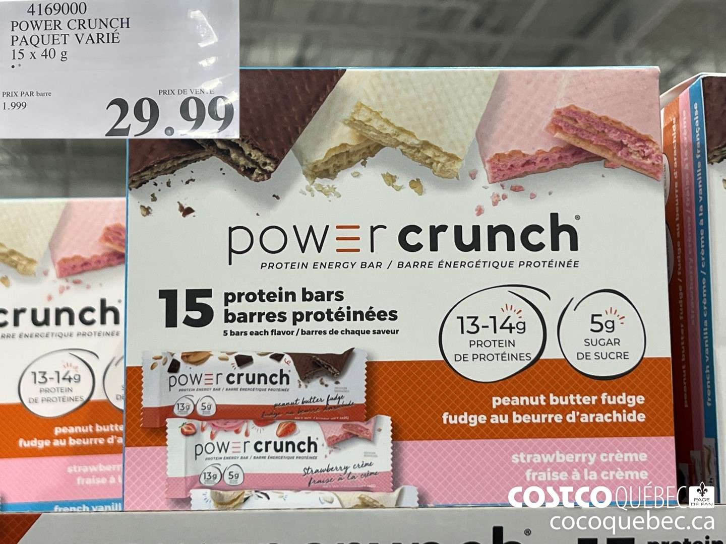 4169000 POWER CRUNCH PAQUET VARIE 15 x 40 g  $29.99