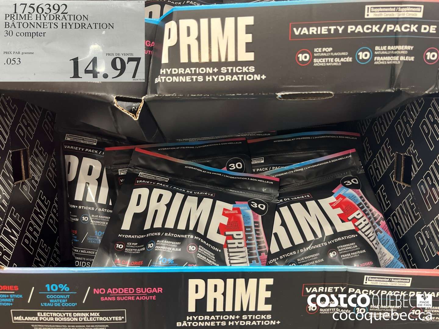 1756392 PRIME HYDRATION BATONNETS HYDRATION 30 compter  $14.97