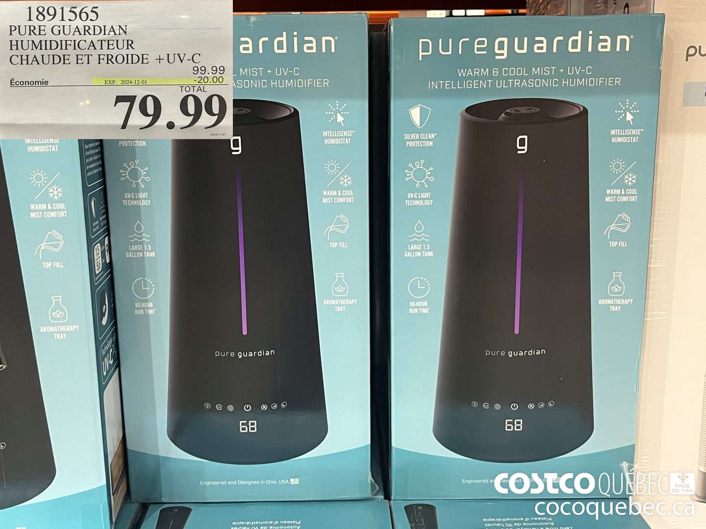 1891565 PUREGUARDIAN HUMIDIFICATEUR 5,6 L  ($20.00 INSTANT SAVINGS EXPIRES ON 2024-12-01) $79.99