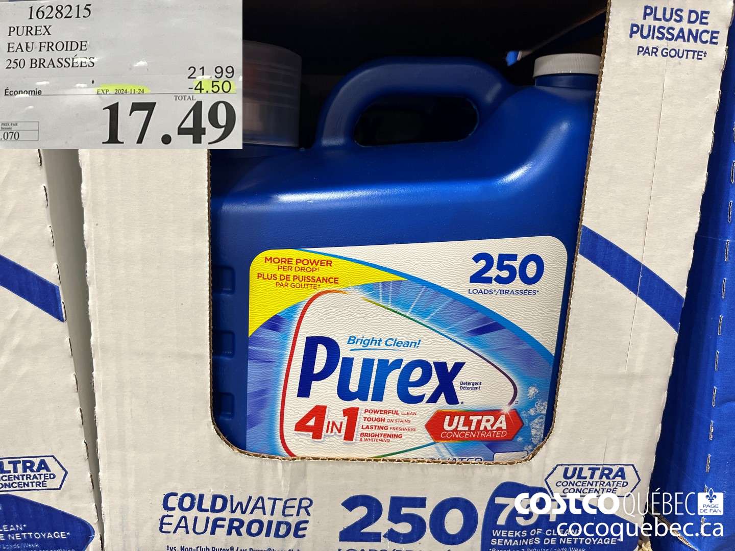 1628215 PUREX EAU FROIDE E250 BRASSEES  ($4.50 INSTANT SAVINGS EXPIRES ON 2024-11-24) $17.49