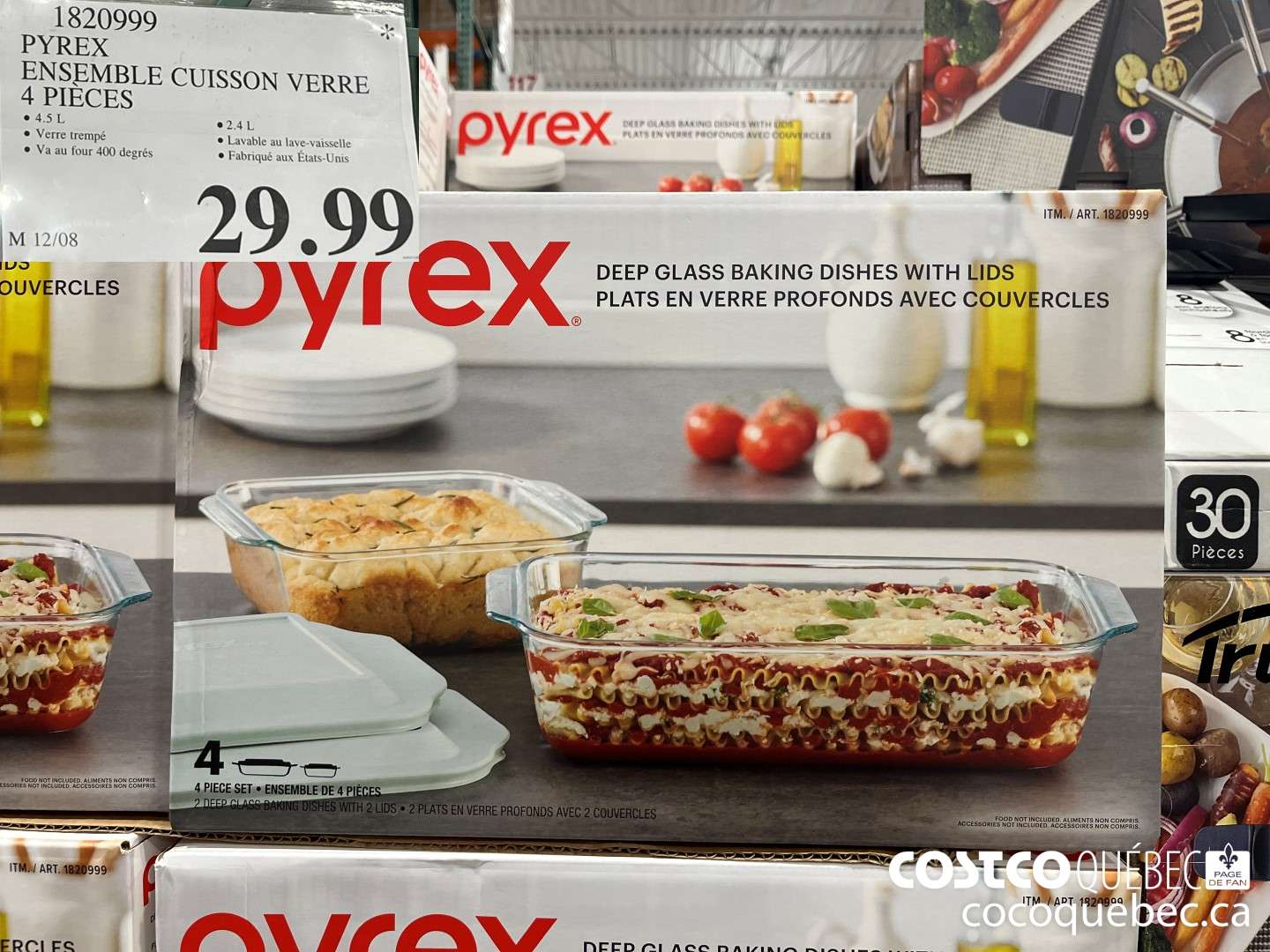 1820999 PYREX ENSEMBLE CUISSON VERRE 4 PIECES  $29.99