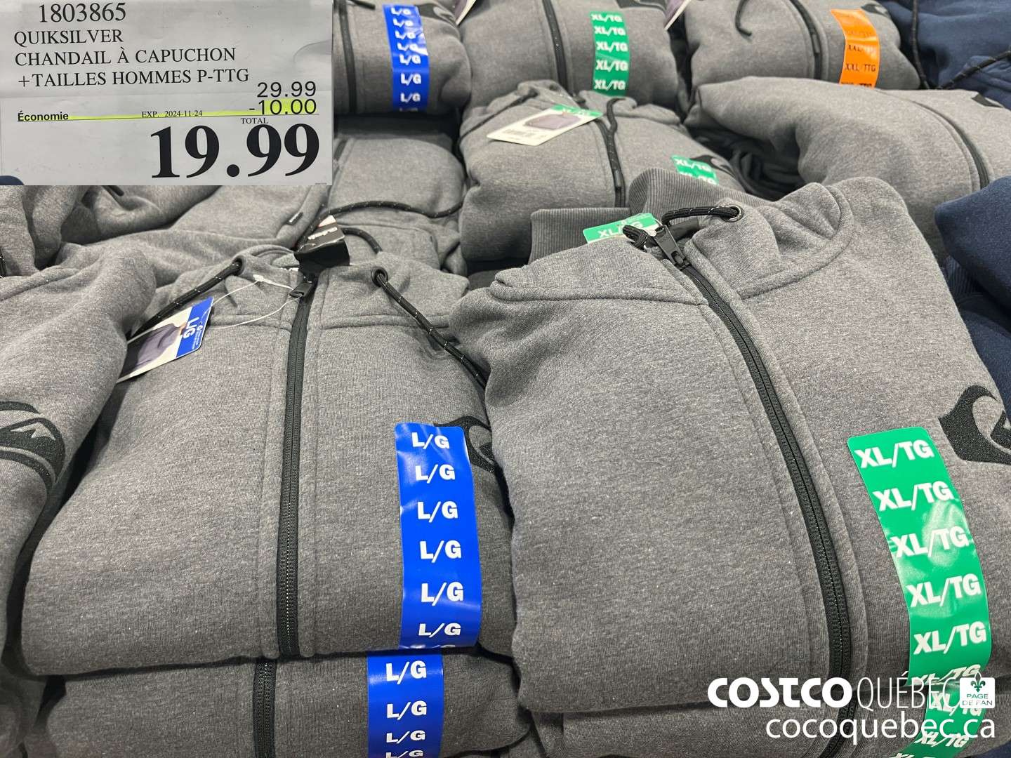 18033865 QUIKSILVER CHANDAIL A CAPUCHON + TAILLES HOMMES P-TTG  ($10.00 INSTANT SAVINGS EXPIRES ON 2024-11-24) $19.99