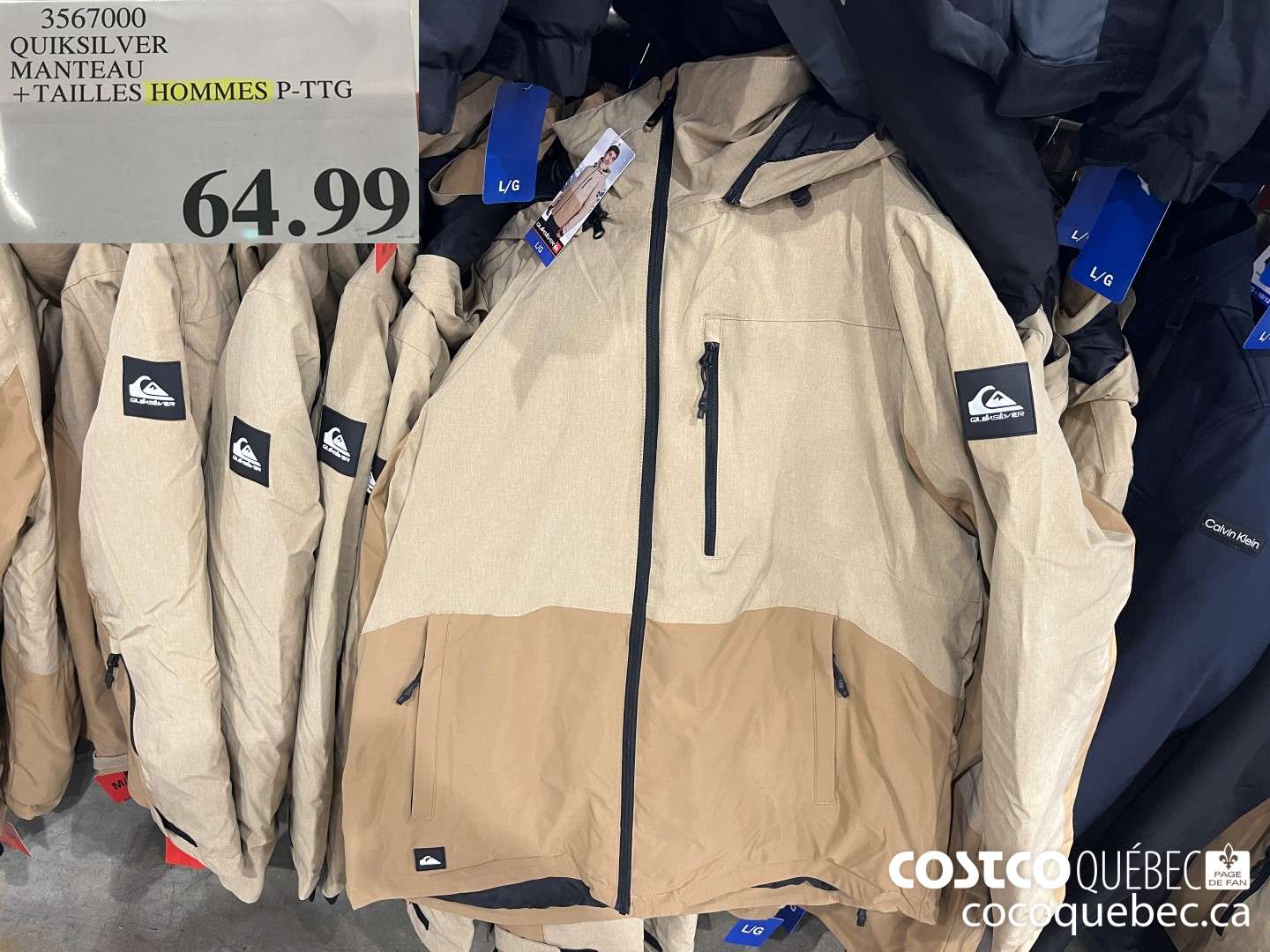 3567000 QUIKSILVER MANTEAU +TAILLES HOMMES P-TTG  $64.99