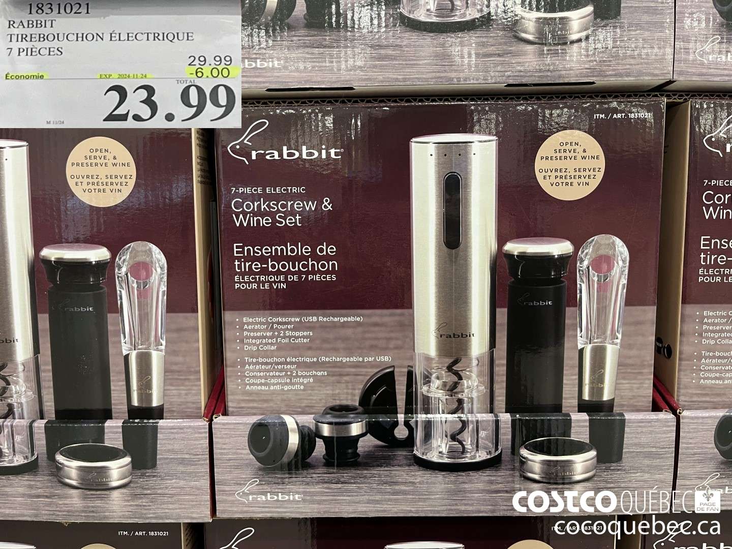 1831021 RABBIT TIREBOUCHON ELECTRIQUE 7 PIECES  ($6.00 INSTANT SAVINGS EXPIRES ON 2024-11-24) $23.99