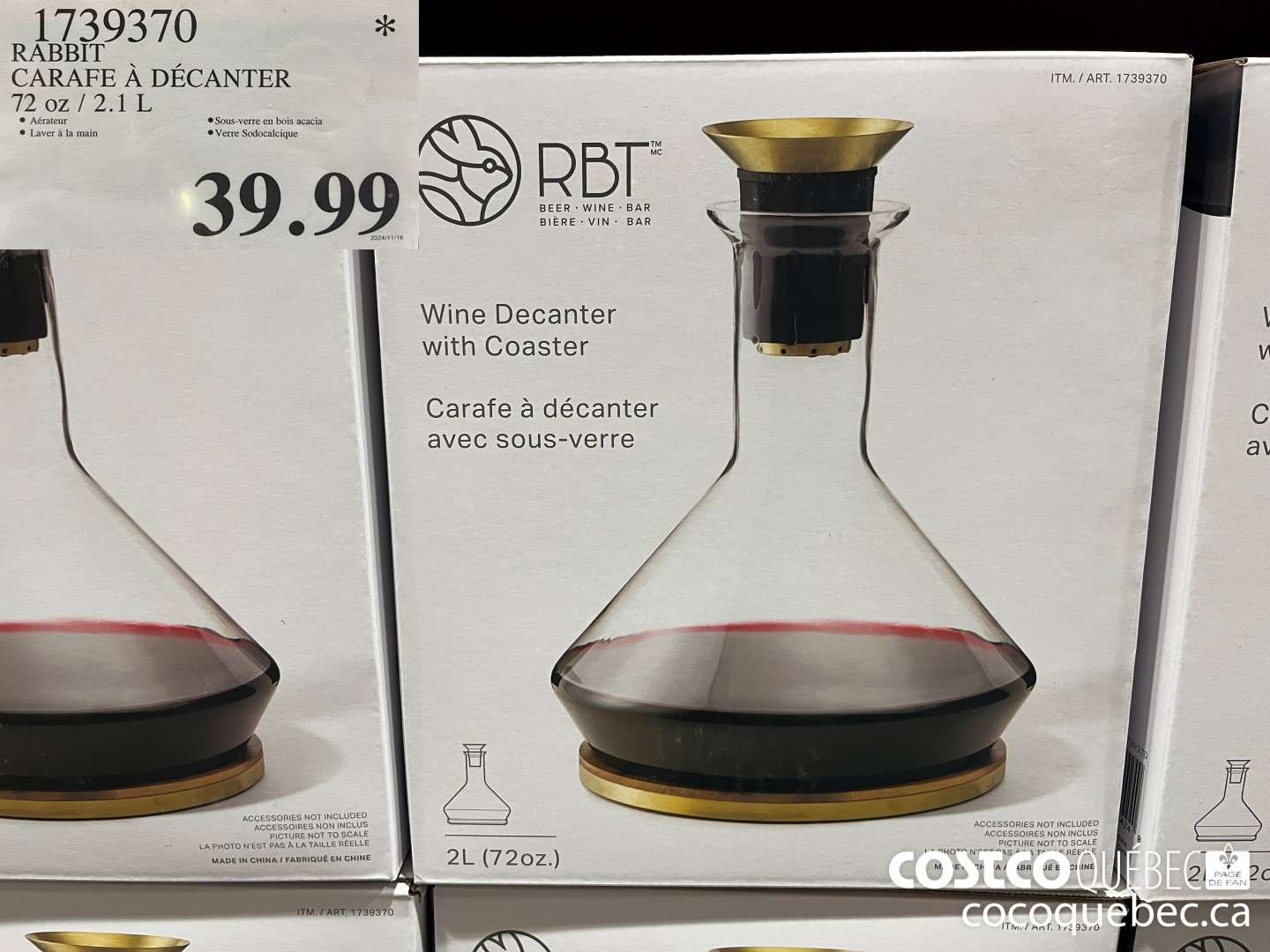 1739370 RABI CARAFE A DECANTER $39.99