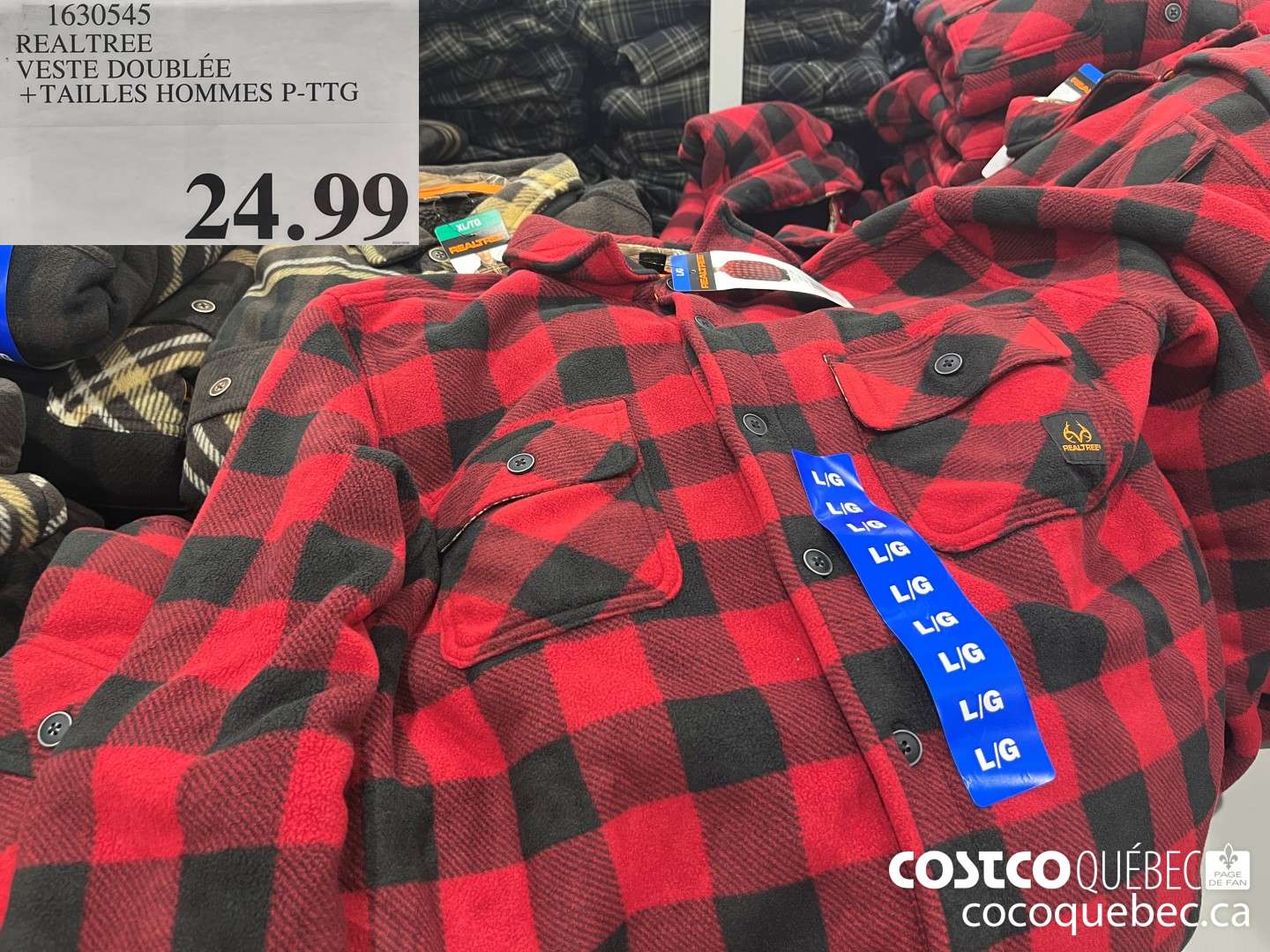 1630545 REALTREE VESTE DOUBLEE +TAILLES HOMMES P-TTG  $24.99