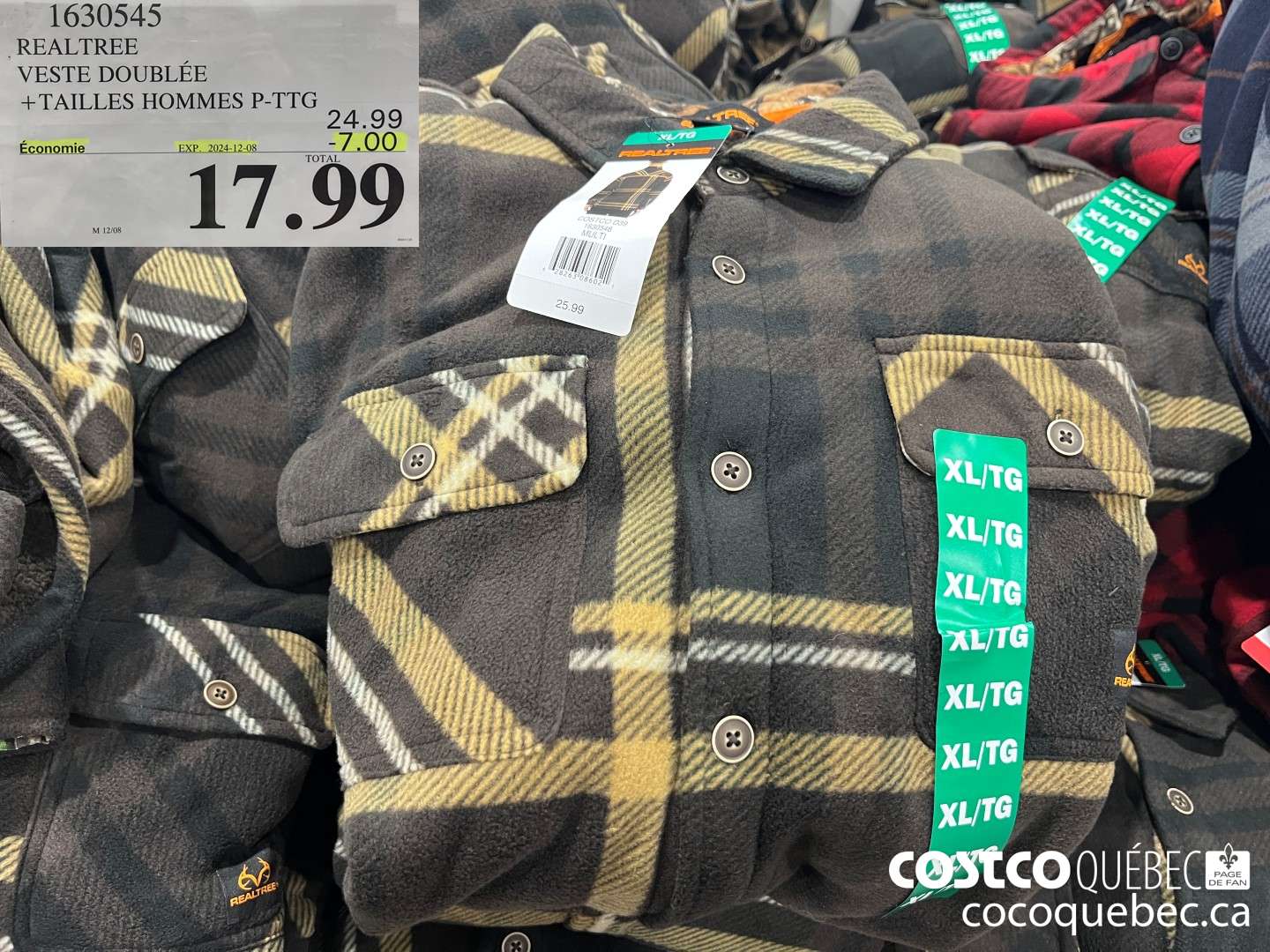 1630545 REALTREE VESTE DOUBLEE +TAILLES HOMMES P-TTG ($7.00 INSTANT SAVINGS EXPIRES ON 2024-12-08) $24.99