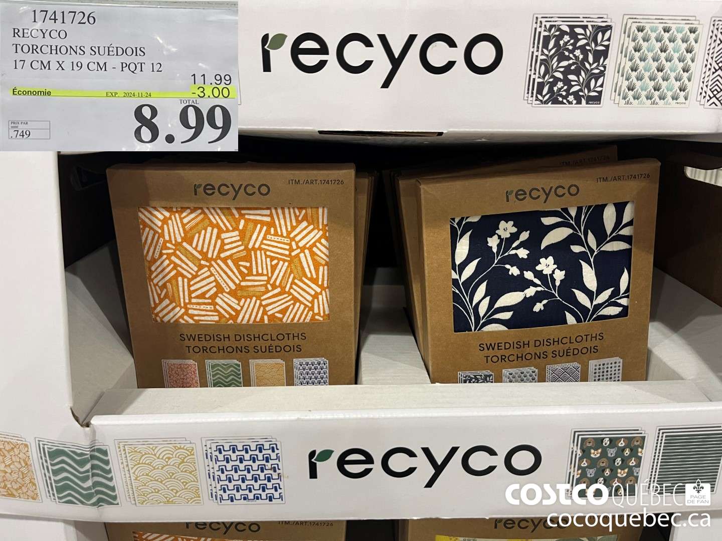 1741726 RECYCO TORCHONS SUEDOIS 17 CM X 19 CM  ($3.00 INSTANT SAVINGS EXPIRES ON 2024-11-24) $8.99