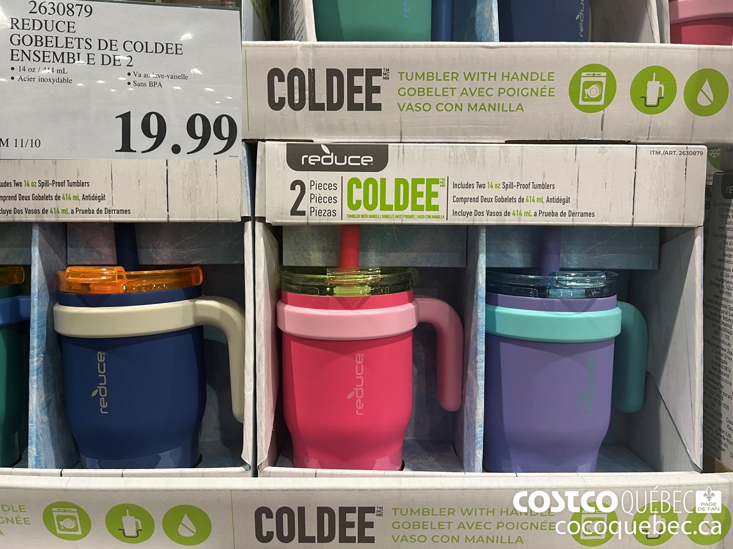 2630879 REDUCE GOBELETS DE COLDEE ENSEMBIE DE 2  $19.99