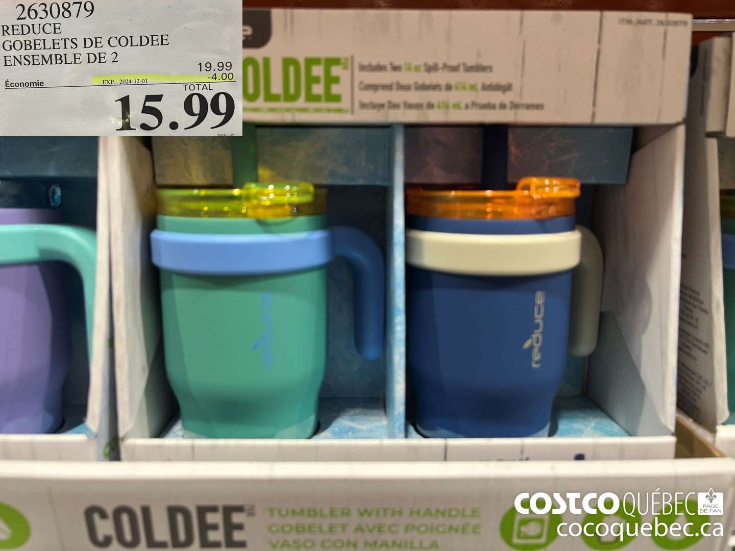 2630879 REDUCE GOBELETS DE COLDEE ENSEMBIE DE 2  ($4.00 INSTANT SAVINGS EXPIRES ON 2024-12-01) $15.99