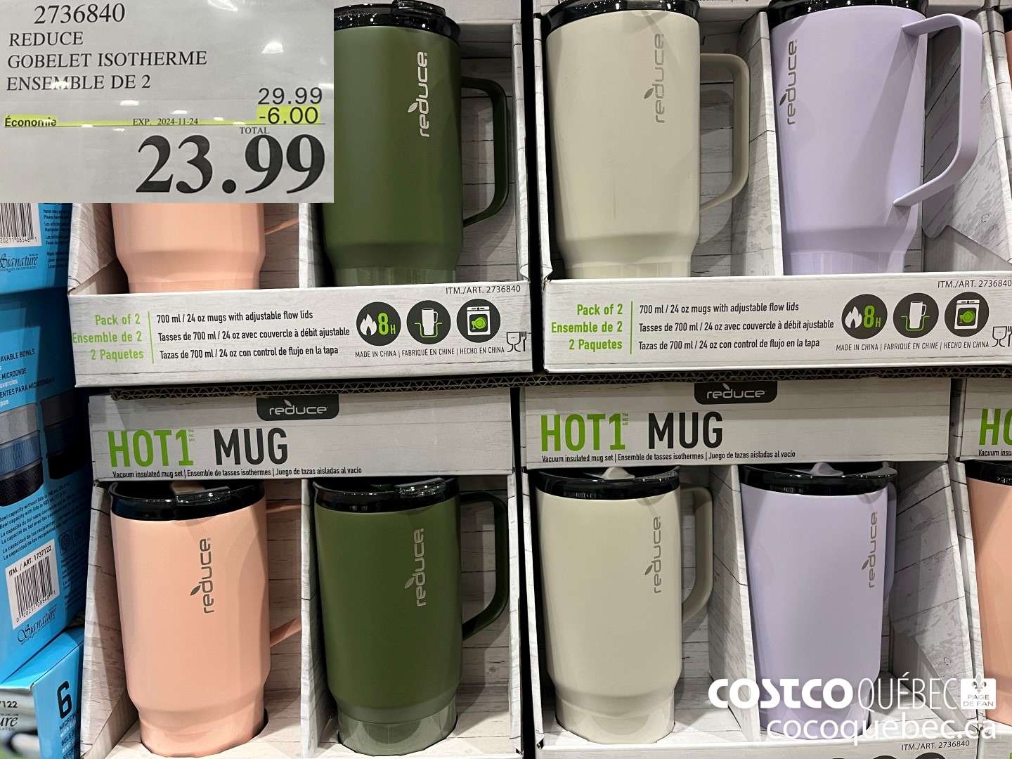 2736840 REDUCE GOBELET ISOTHERME ENSEMBLE DE 2  ($6.00 INSTANT SAVINGS EXPIRES ON 2024-11-24) $23.99