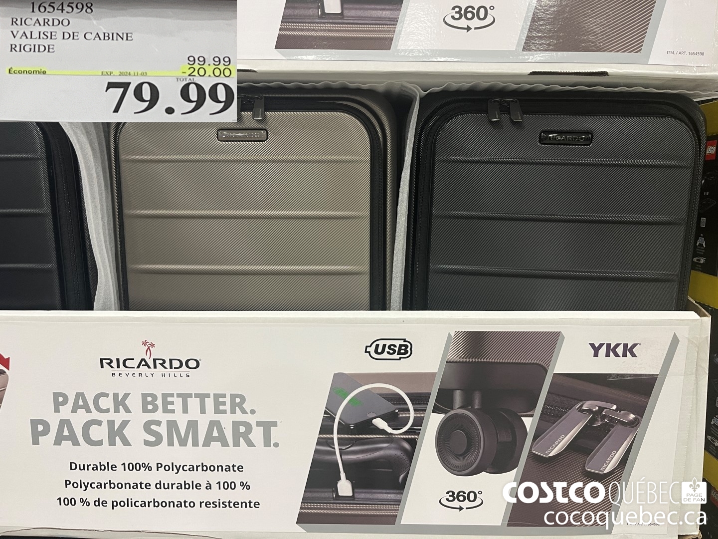 1654598 RICARDO VALISE DE CABINE RIGIDE  ($20.00 INSTANT SAVINGS EXPIRES ON 2024-11-03) $79.99