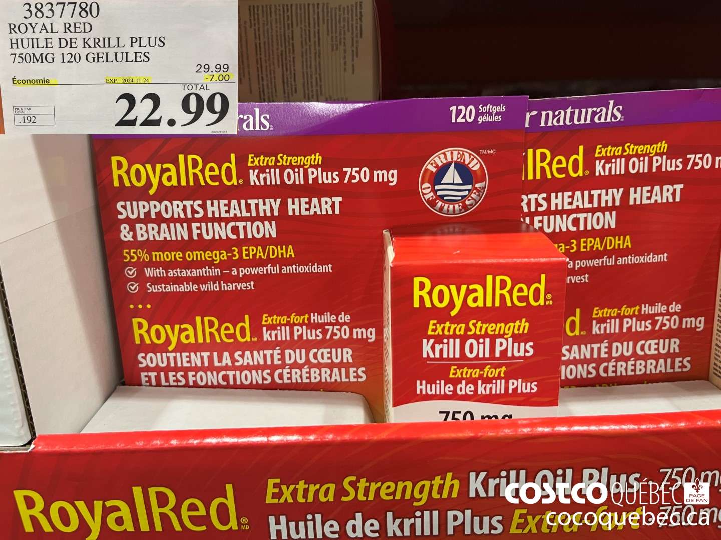 3837780 ROYAL RED HUILE DE KRILL PLUS 750MG 120 GELULES  ($7.00 INSTANT SAVINGS EXPIRES ON 2023-11-24) $22.99