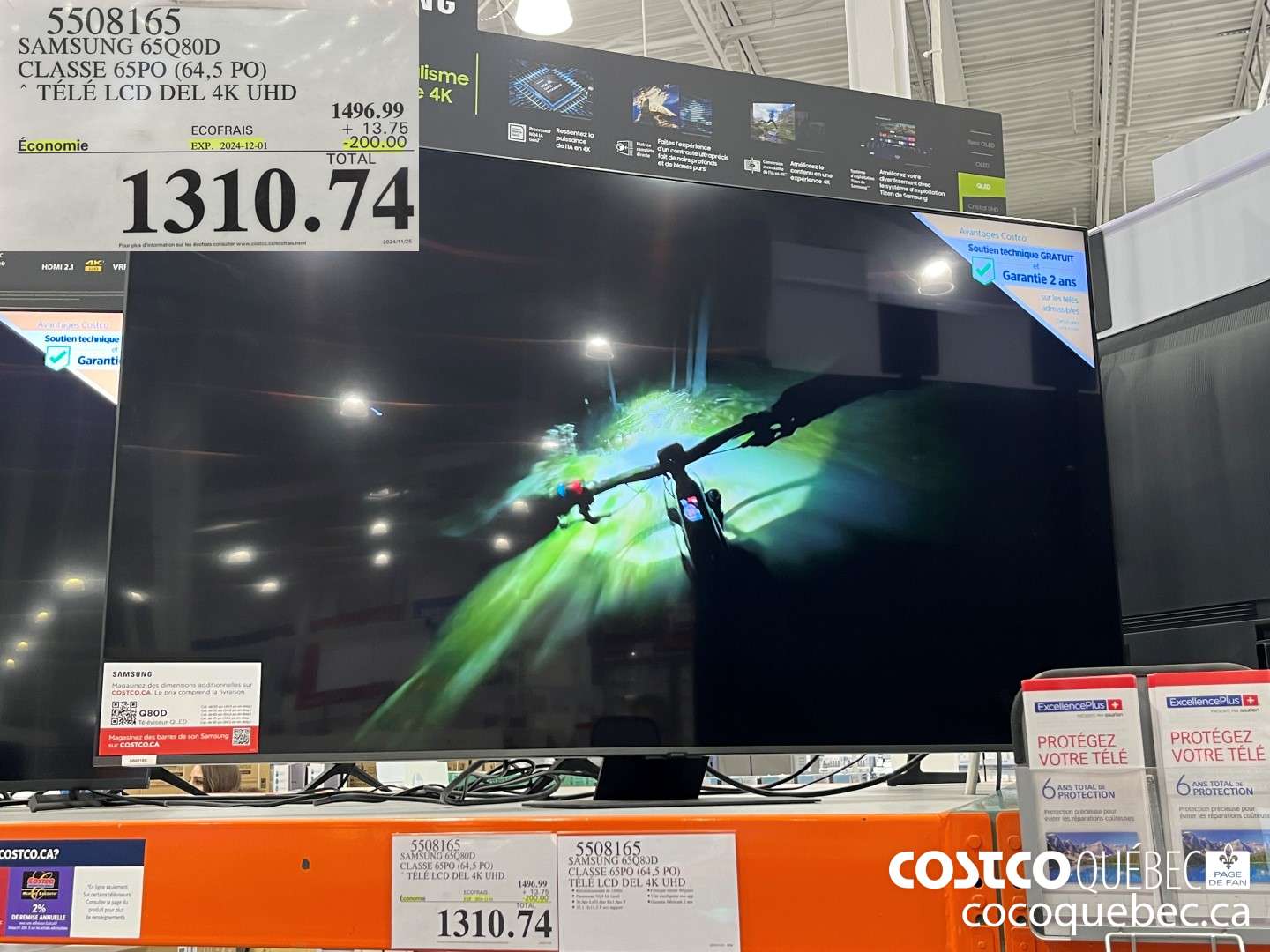 5508165 SAMSUNG 65Q80D CLASSE 65PO (64,5 PO) TELE LCD DEL 4K UHD  ($200.00 INSTANT SAVINGS EXPIRES ON 2024-12-01) $1310.74