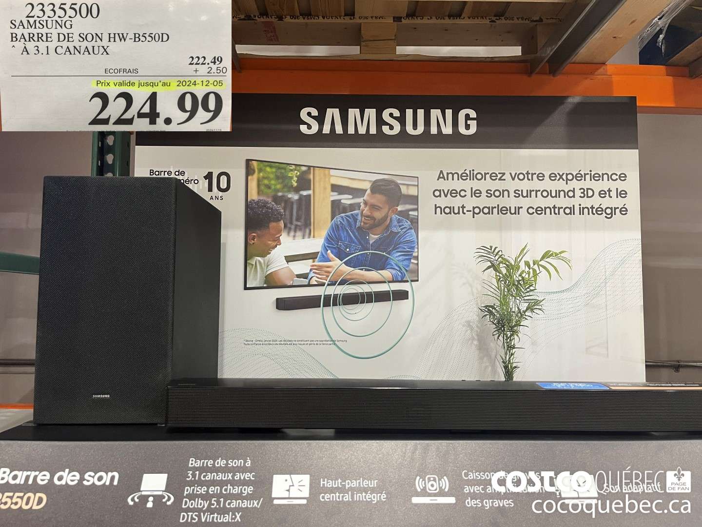 2335500 SAMSUNG BARRE DE SON HW-B550D  (EXPIRES ON 2024-12-05) $224.99