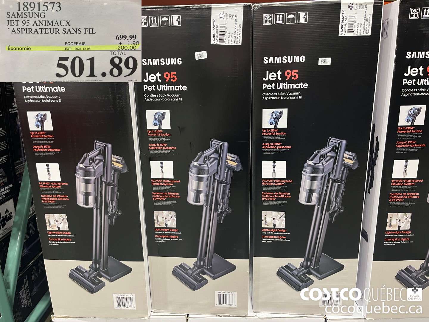 1891573 SAMSUNG JET 95 ANIMAUX ASPIRATEUR-BATON  ($200.00 INSTANT SAVINGS EXPIRES ON 2024-12-08) $501.89